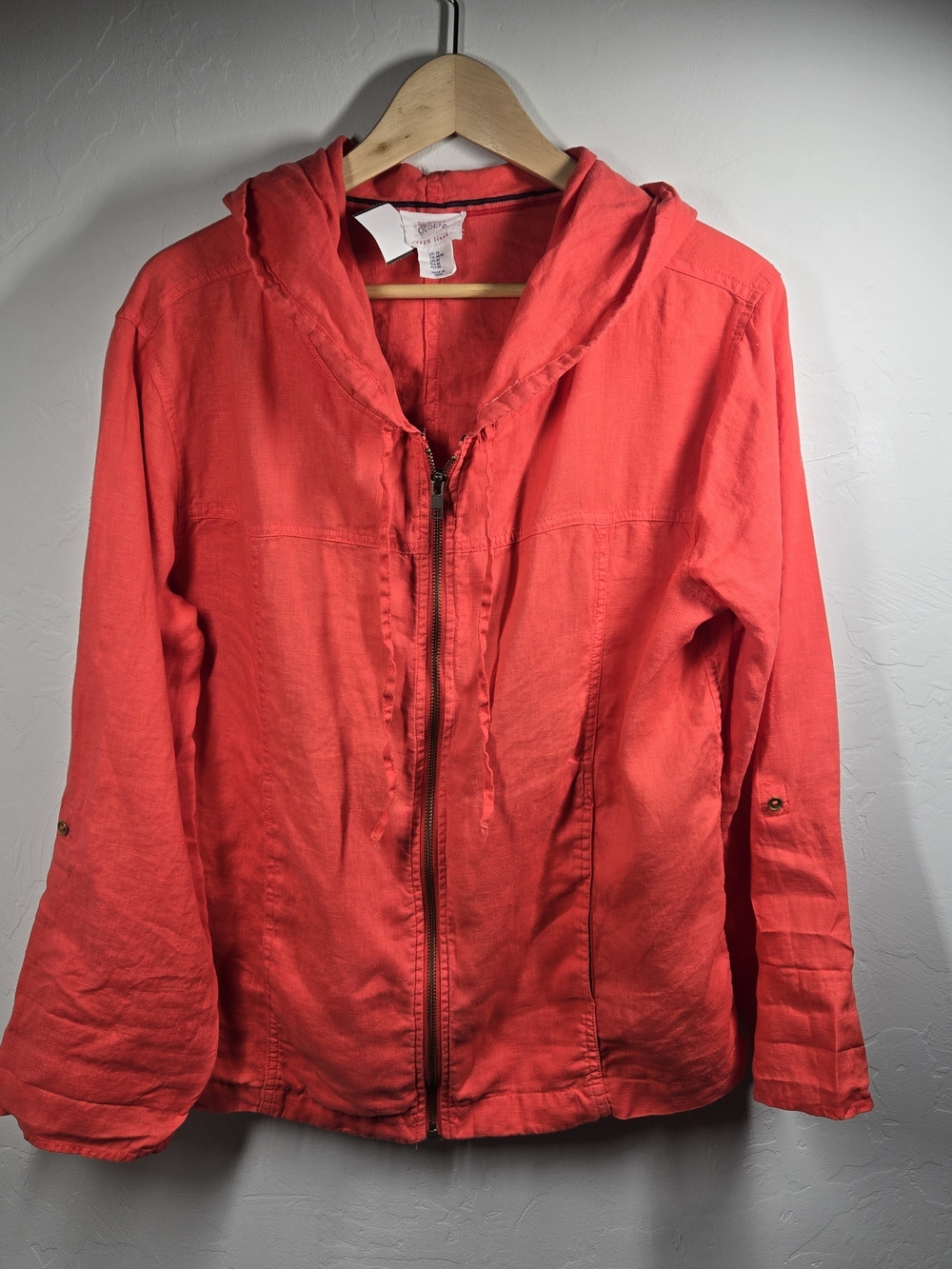 Sigrid Olsen Bright Red Hooded Zip Jacket